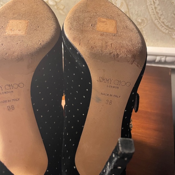 Great Used Condition- Jimmy Choo Larissa Black Velvet Booties 100mm - Size 38 - Picture 7 of 7